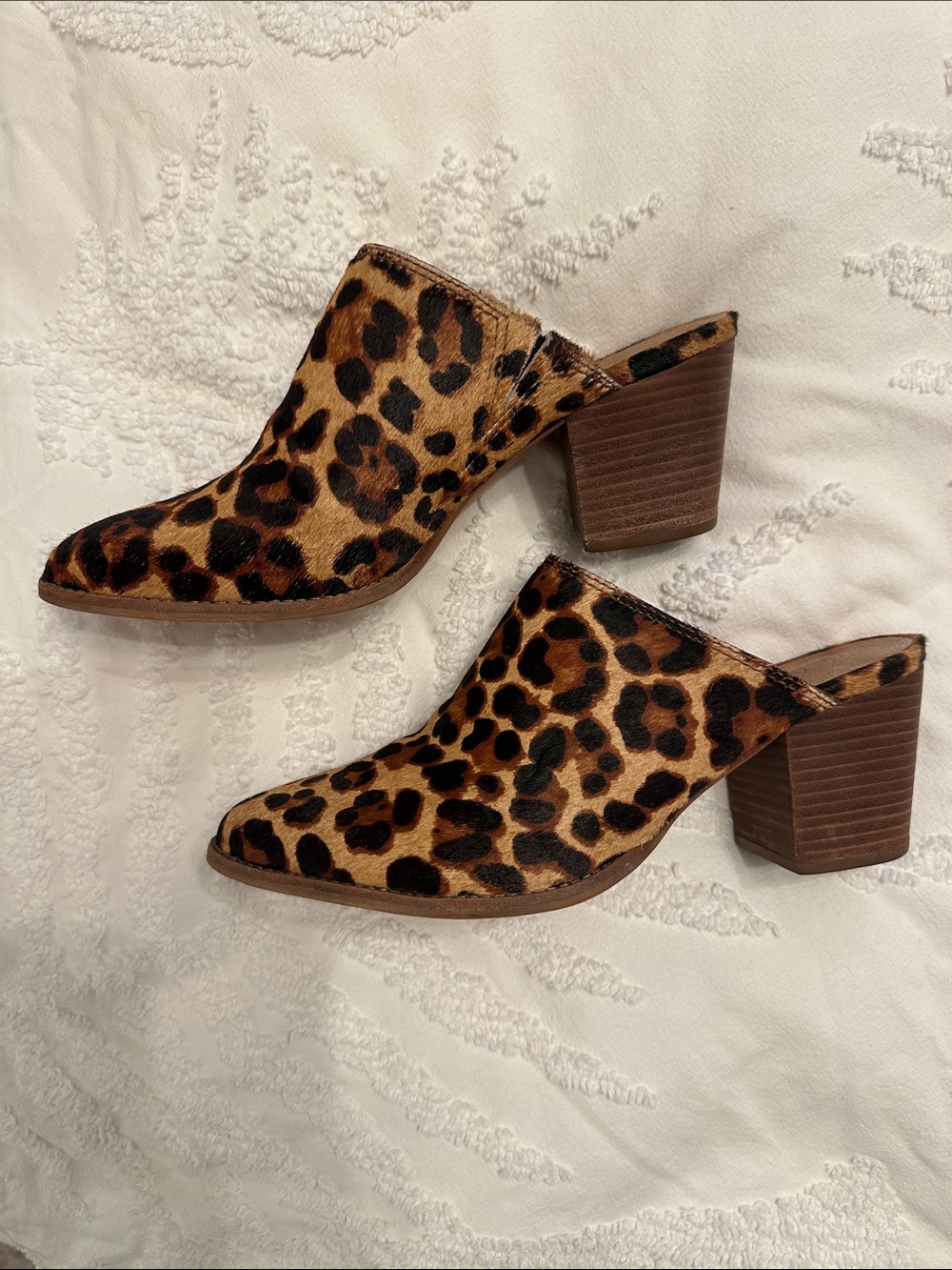 Madewell “Harper” Haircalf Leopard Print Slip-On Mules Brown/Black SZ 8.5 $158